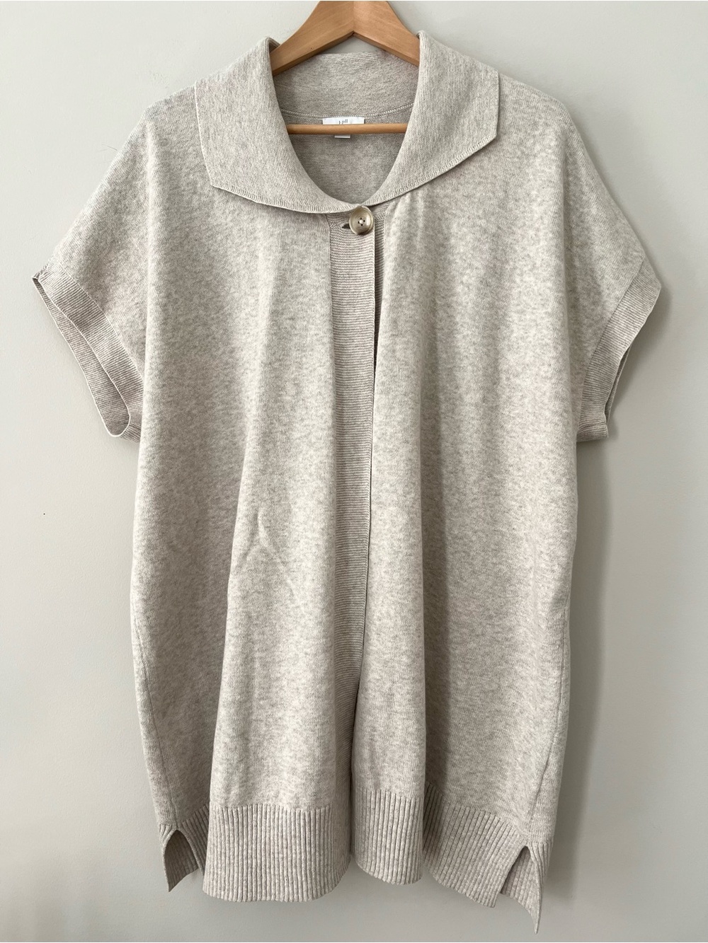 J. Jill Light Heather Taupe Gray Short Sleeve Shawl Collar Cardigan 2X